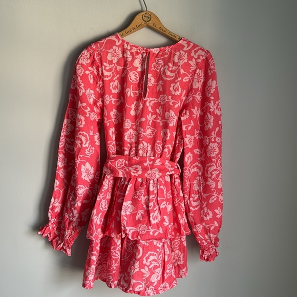 RAMY BROOK Jolie linen Floral Mini Tiered Dress Small - Picture 3 of 16